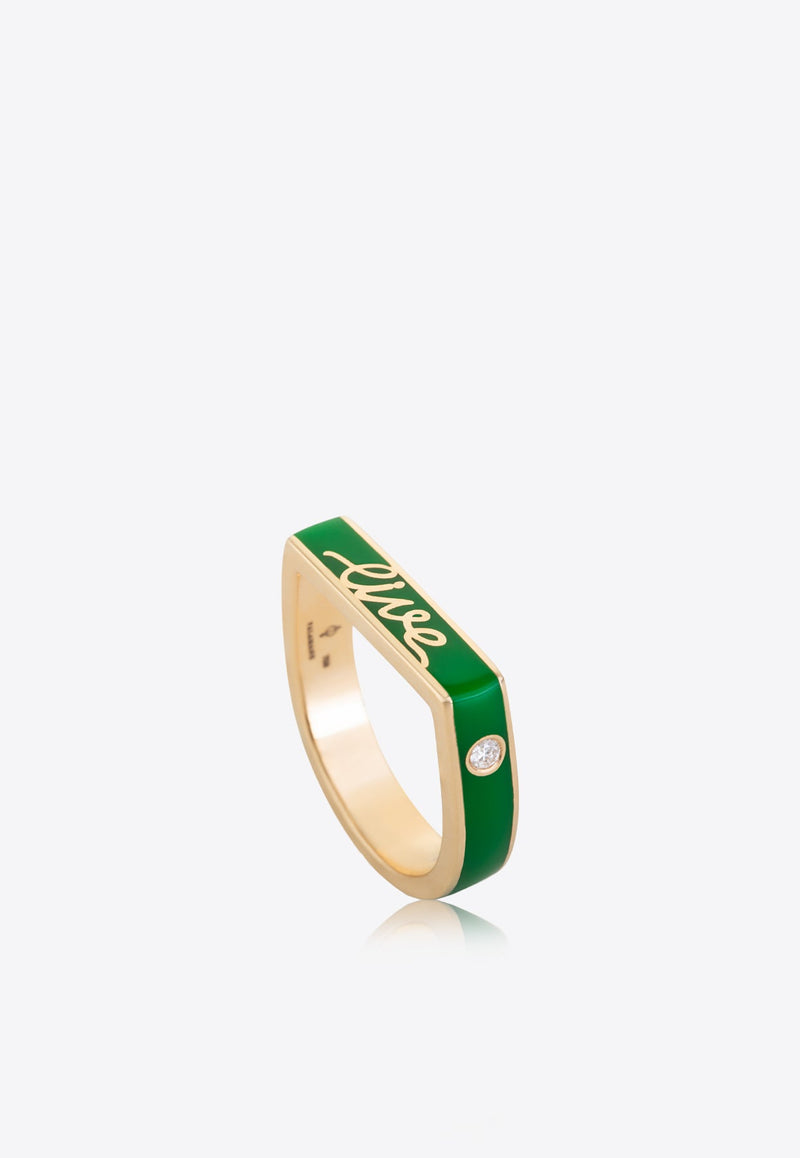 Sweet Collection 18-karat Yellow Gold Ring with Enamel and White Diamonds