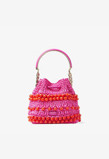 Small Bon Bon Bucket Bag in Beaded Raffia