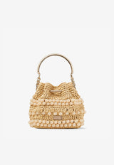 Small Bon Bon Bucket Bag in Beaded Raffia