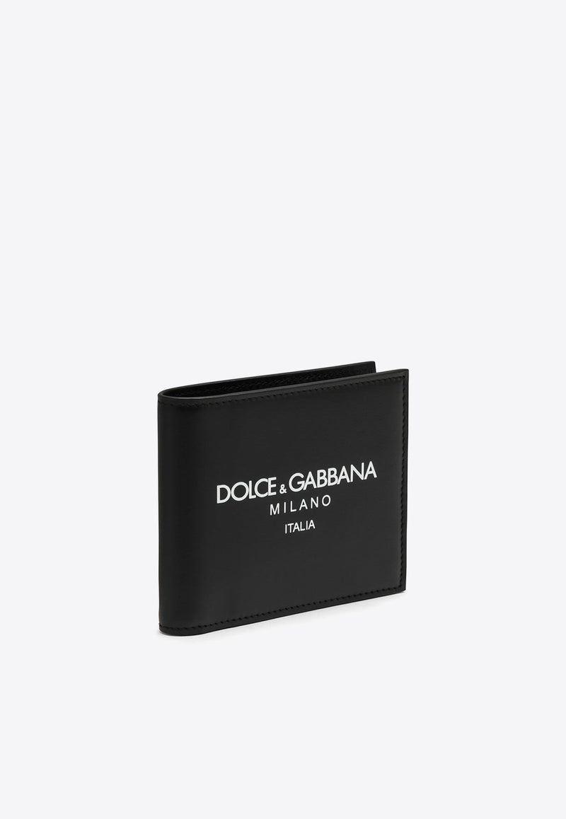 Logo-Printed Leather Bi-Fold Wallet