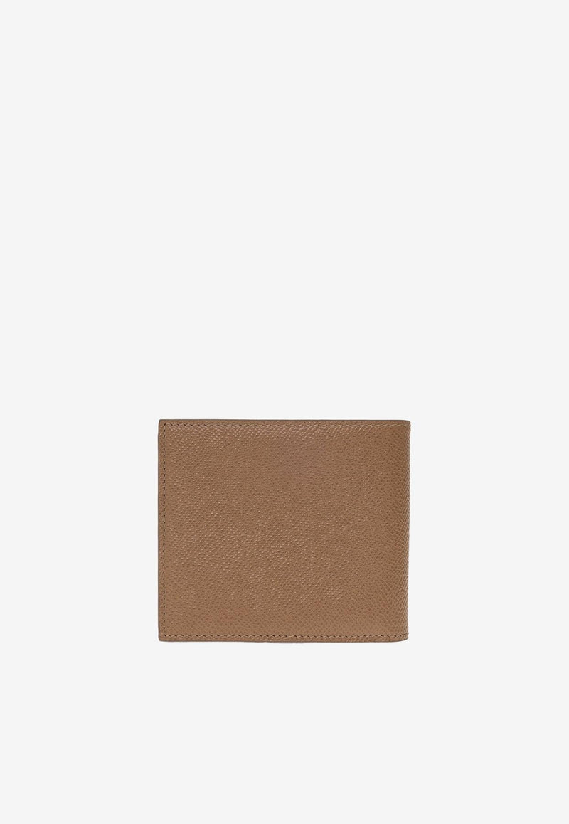 Logo Plate Leather Bi-Fold Wallet