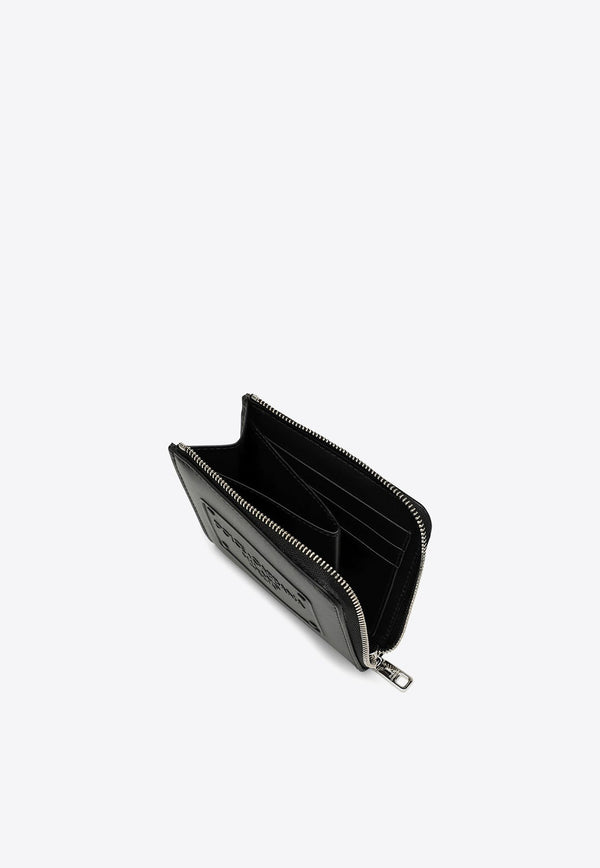 Logo-Embossed Leather Zipped Cardholder