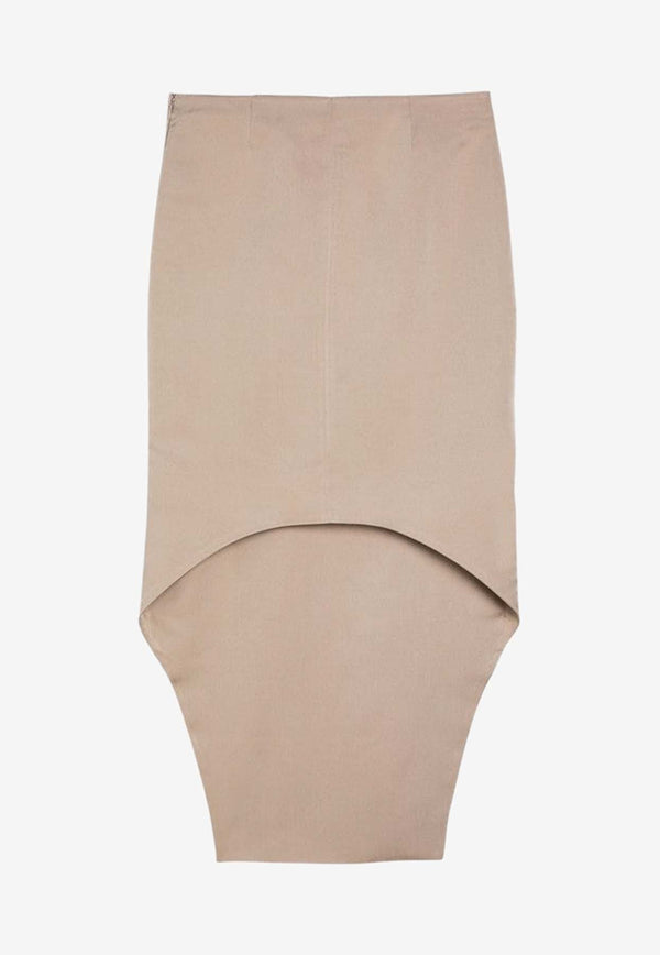 Asymmetrical Midi Silk Skirt