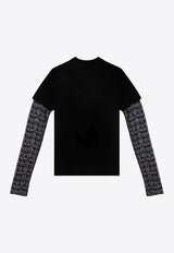 Overlapping Lace Long-Sleeved T-shirt