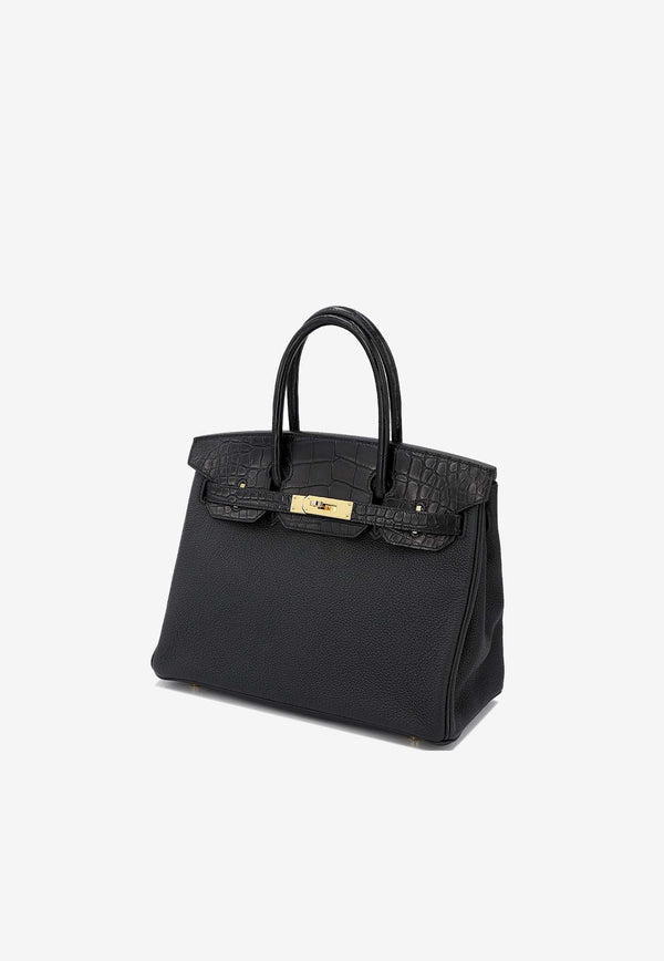Birkin 30 Touch in Black Matte Alligator and Togo Leather with Gold Hardware