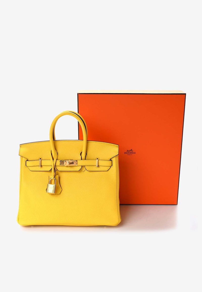 Birkin 25 in Jaune de Naples Taurillon Novillo Leather with Gold Hardware