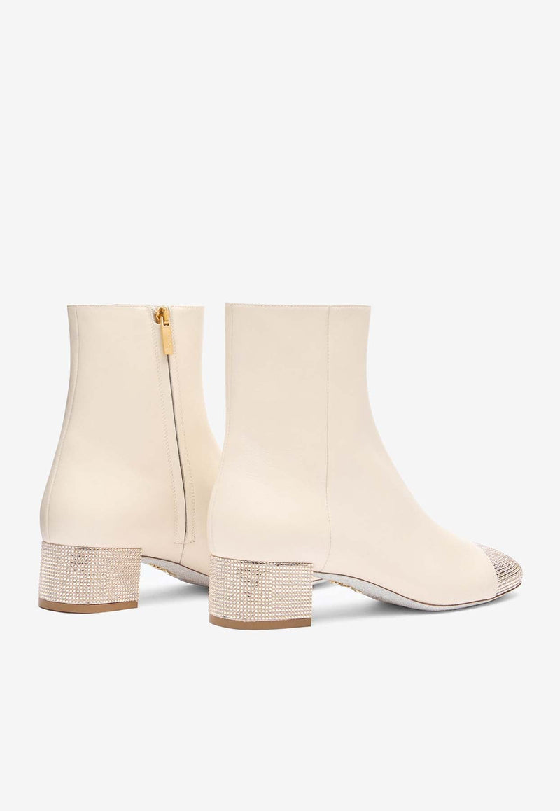 Bonnie 40 Crystal Leather Ankle Boots