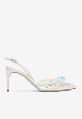 Cinderella 80 Crystal Flower Slingback Pumps