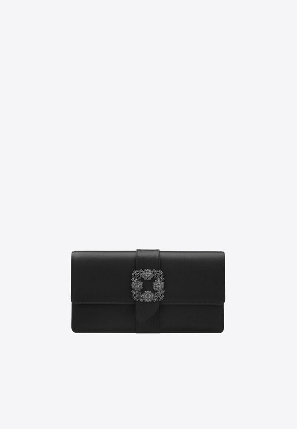 Capri Crystal Buckle Satin Clutch