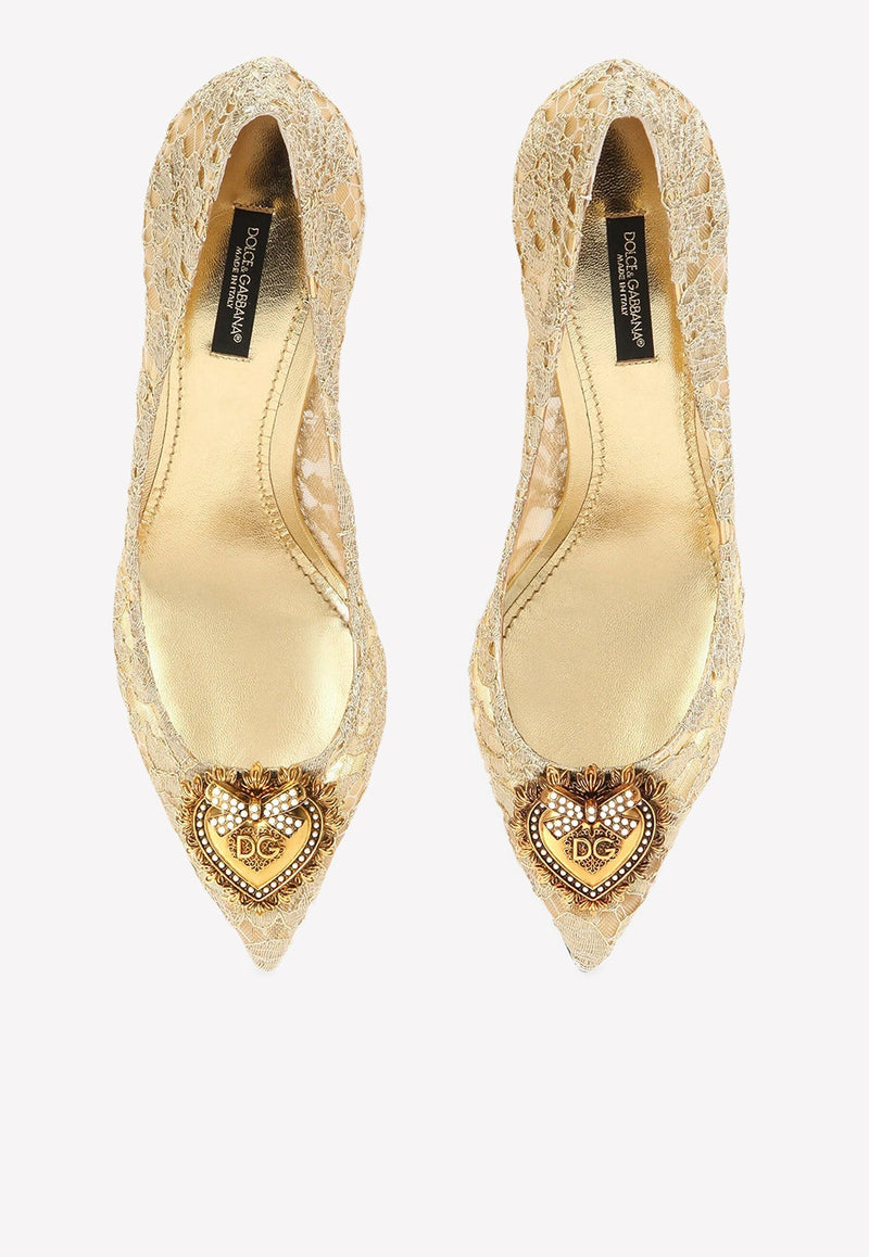 Bellucci 60 Lurex Lace Pumps with Brooch Detail