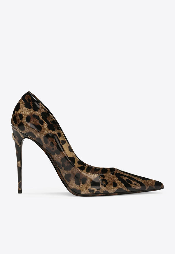 Lollo 105 Animal Print Pumps in Polished Leather