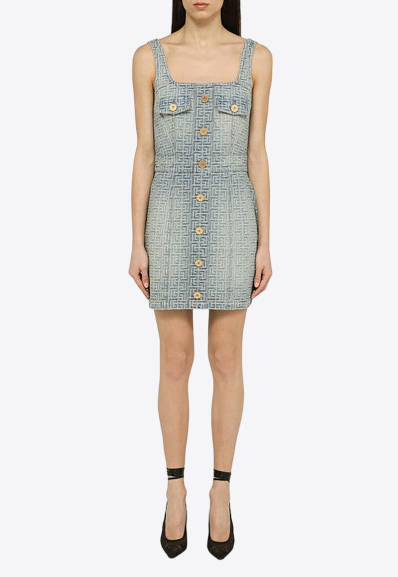 Monogram Jacquard Mini Denim Dress