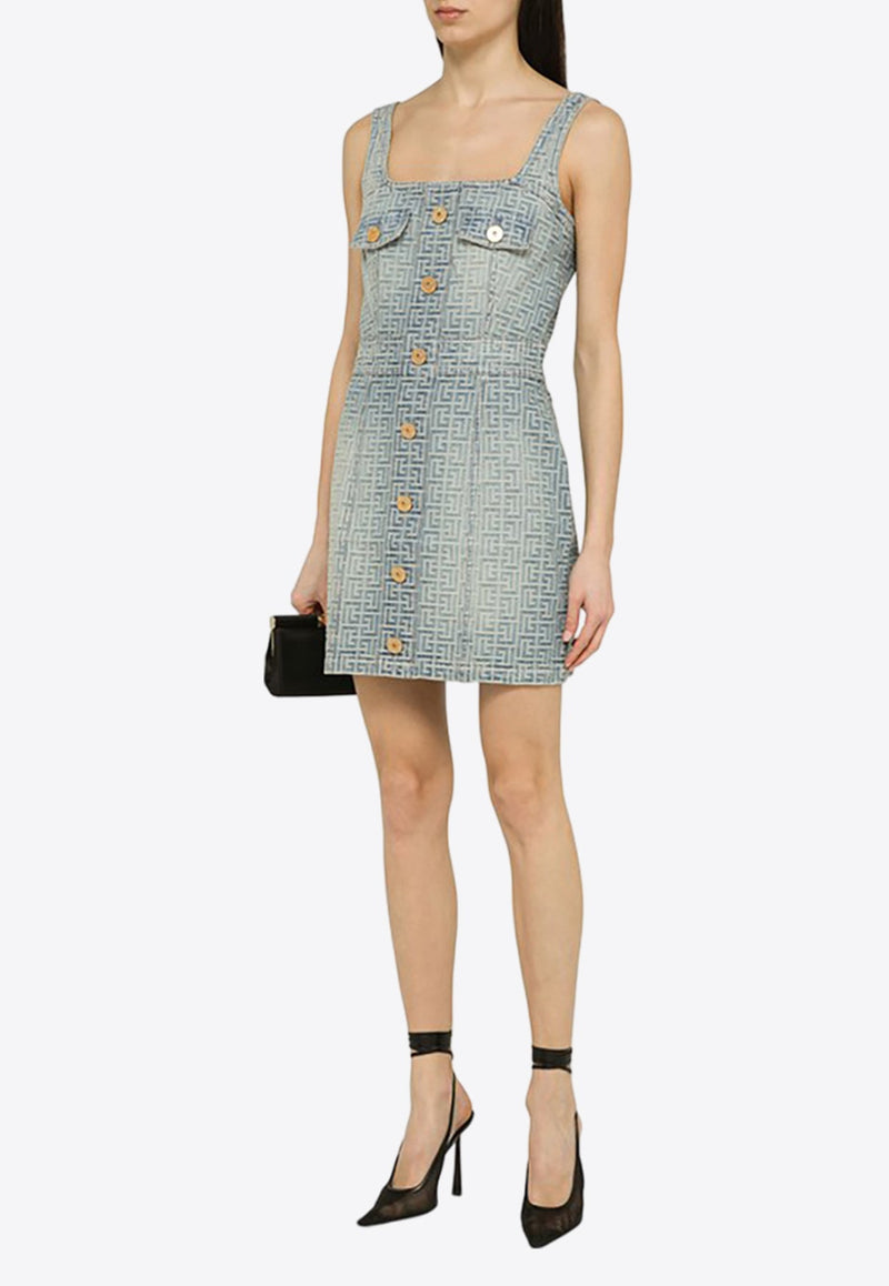 Monogram Jacquard Mini Denim Dress