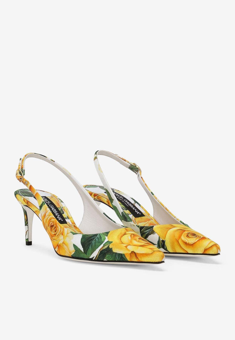 Lollo 60 Rose Print Slingback Pumps