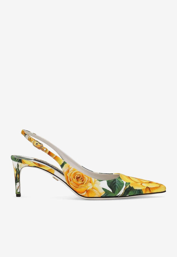 Lollo 60 Rose Print Slingback Pumps