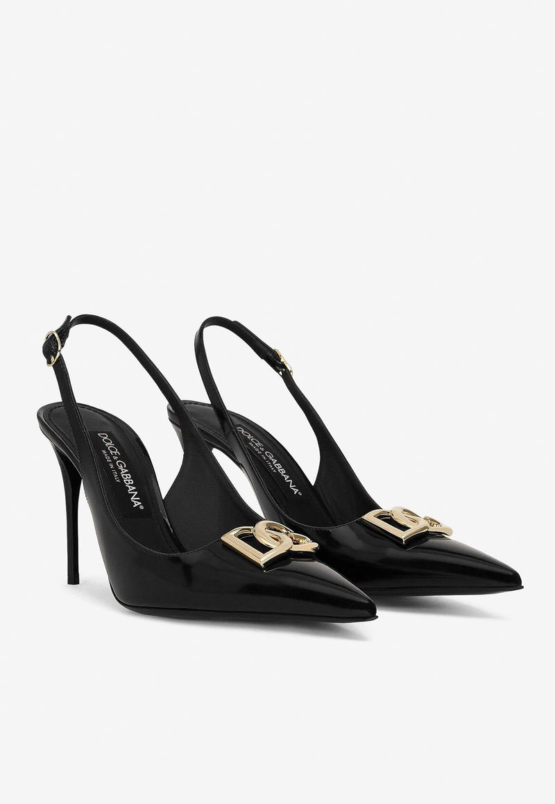 Lollo 90 Slingback Pumps in Polished Calfskin