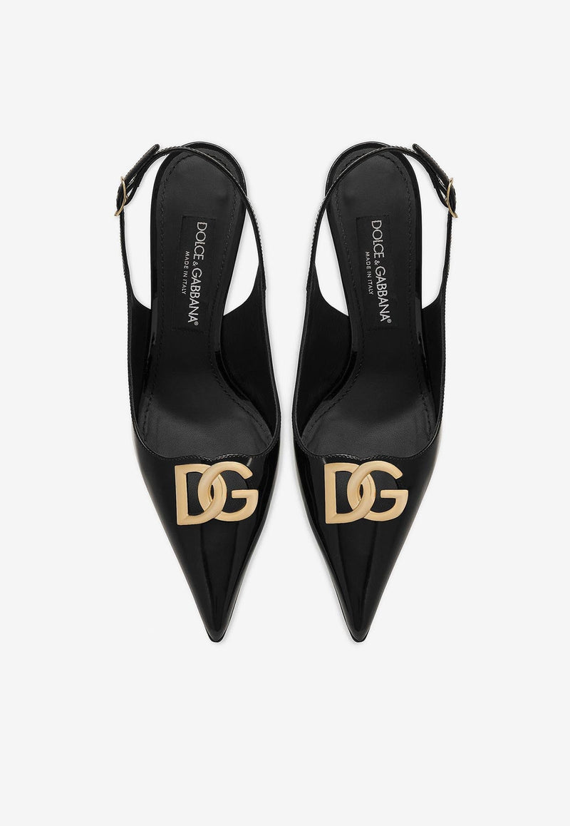 Lollo 90 Slingback Pumps in Polished Calfskin