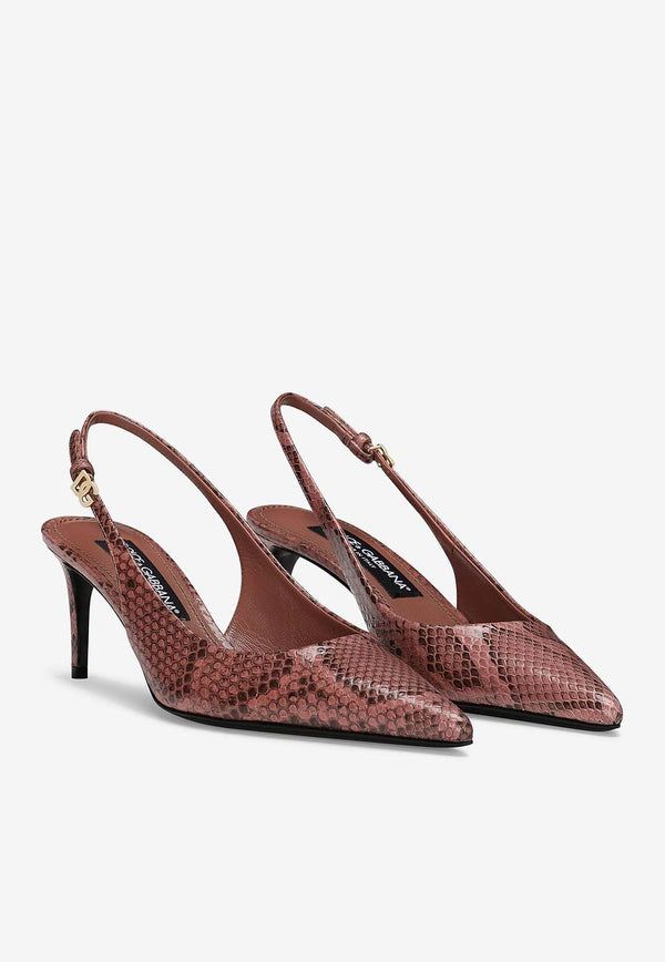 Lollo 60 Slingback Pumps in Python Leather