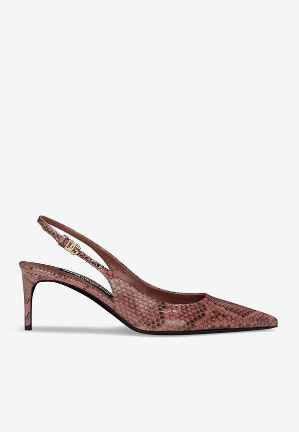 Lollo 60 Slingback Pumps in Python Leather
