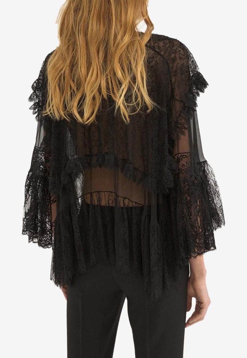 V-neck Silk Lace Top