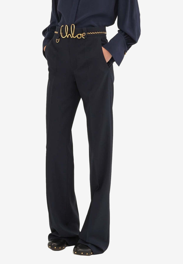 Straight-Leg Tailored Wool Pants