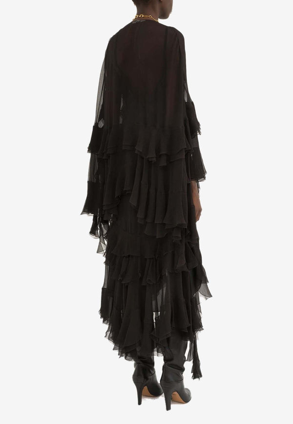 Semi-Sheer Ruffled Maxi Dress