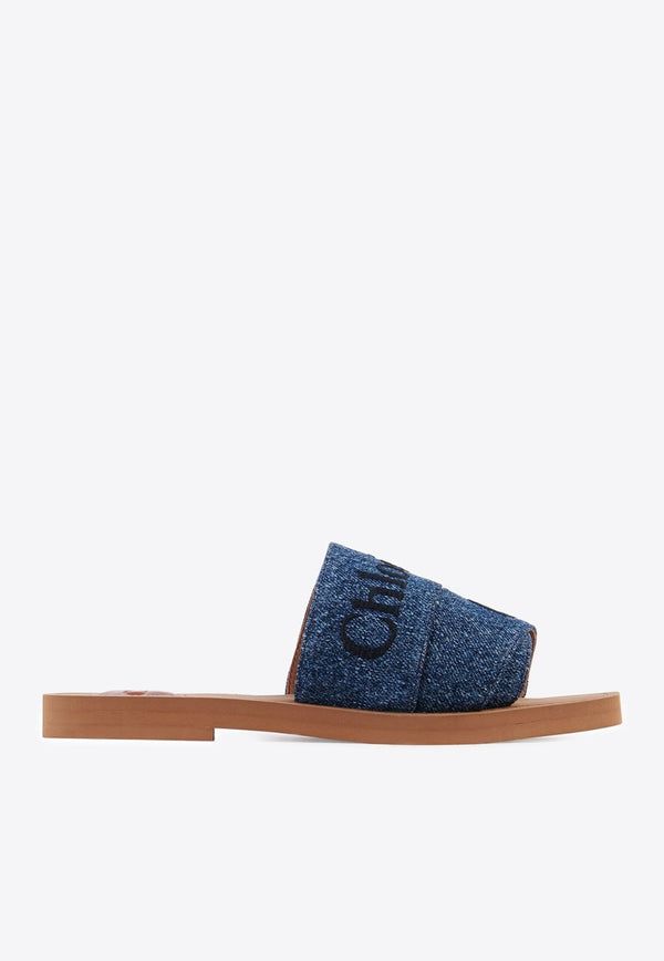 Woody Denim Flat Sandals