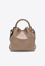 Marcie Shiny Leather Bucket Bag