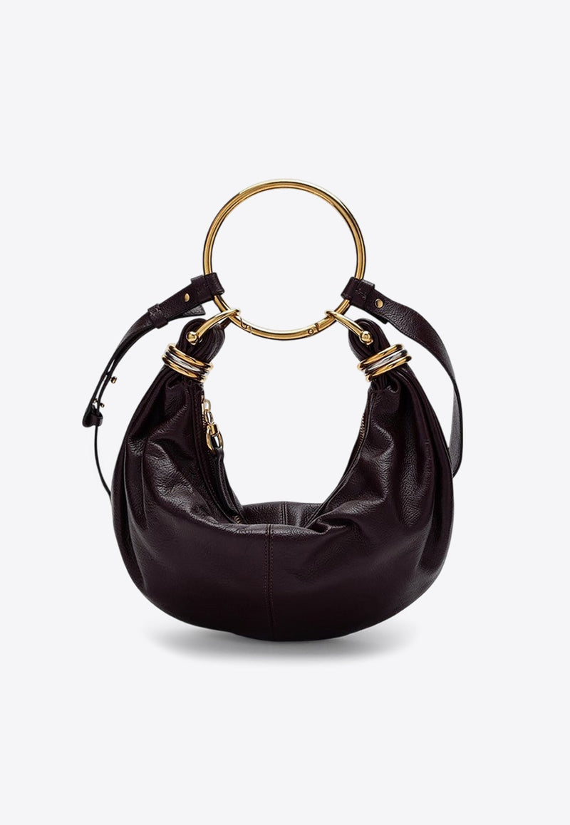 Small Bracelet Hobo Bag in Glossy Leather