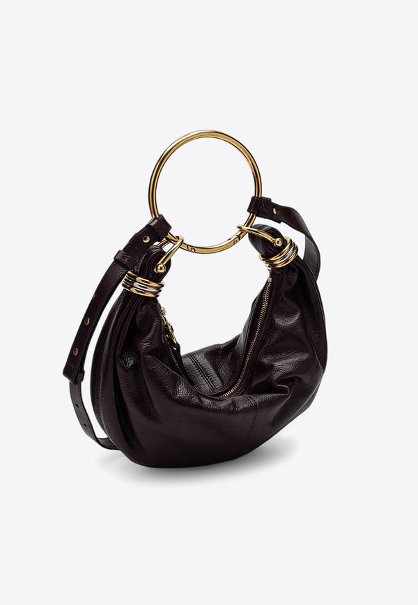 Small Bracelet Hobo Bag in Glossy Leather