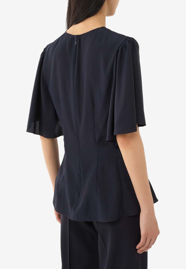 Wing Sleeve Ruched Top