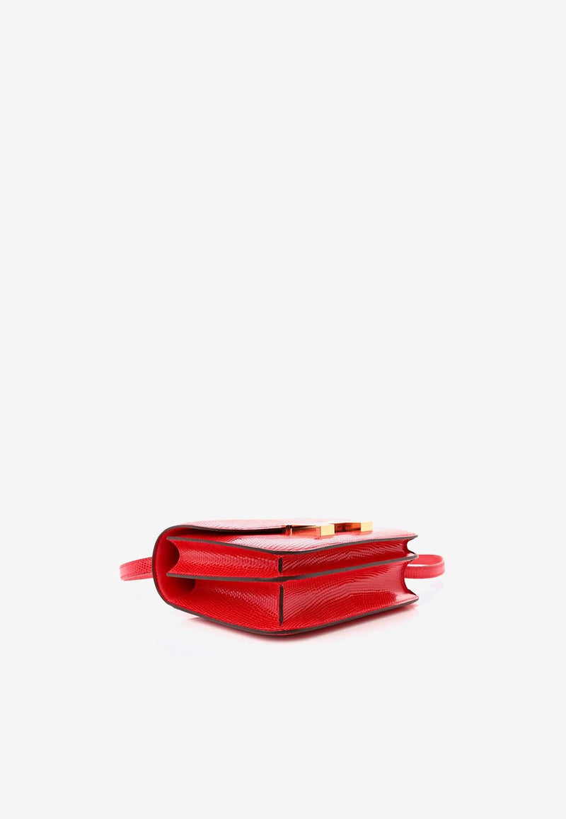 Constance 18 in Rouge Moyen Lizard Leather with Gold Hardware