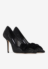 Love 100 Crystal-Embellished Mesh Pumps