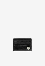 Medusa Biggie Cardholder in Croc-Embossed Leather