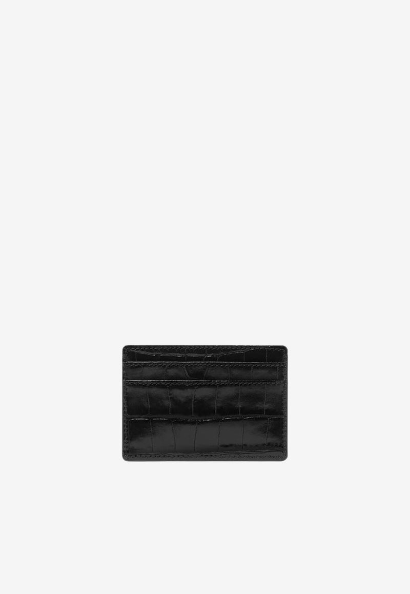 Medusa Biggie Cardholder in Croc-Embossed Leather