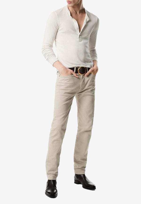 Wrinkled-Effect Slim-Leg Jeans