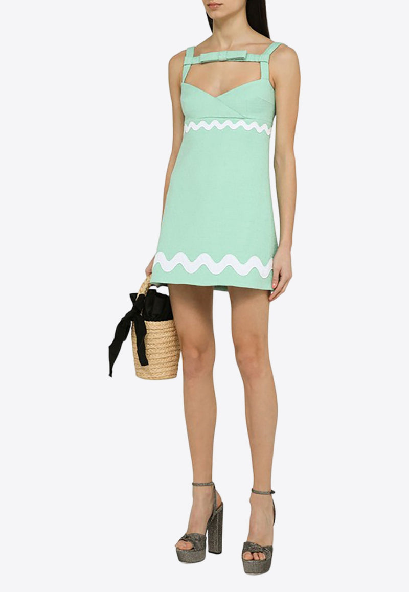 Wave Summer Mini Dress with Bow Detail