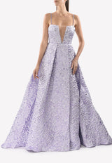 The Keeva Lurex Floral A-line Gown