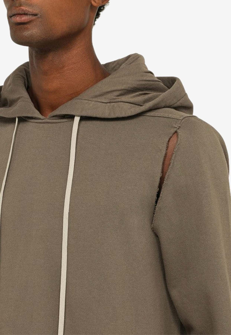 Cut-Out Distressed Hooded Sweatshirt