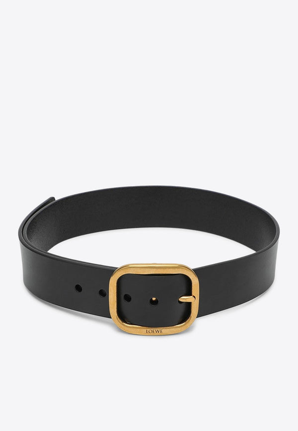 Logo Engraved Leather Buckle Belt