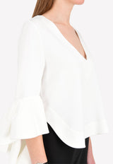Reverberation V-neck Top with Bell Sleeves