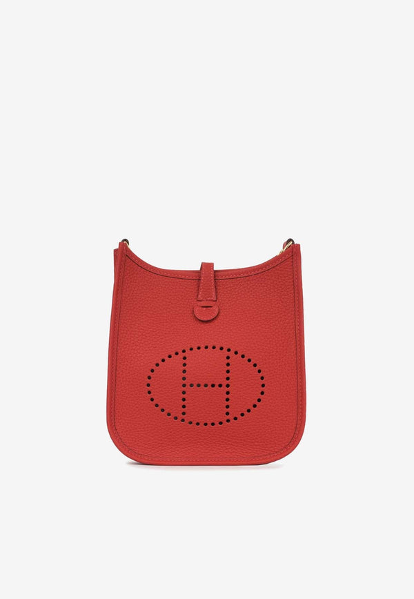 Mini Evelyne 16 in Vermillion Clemence Leather with Gold Hardware