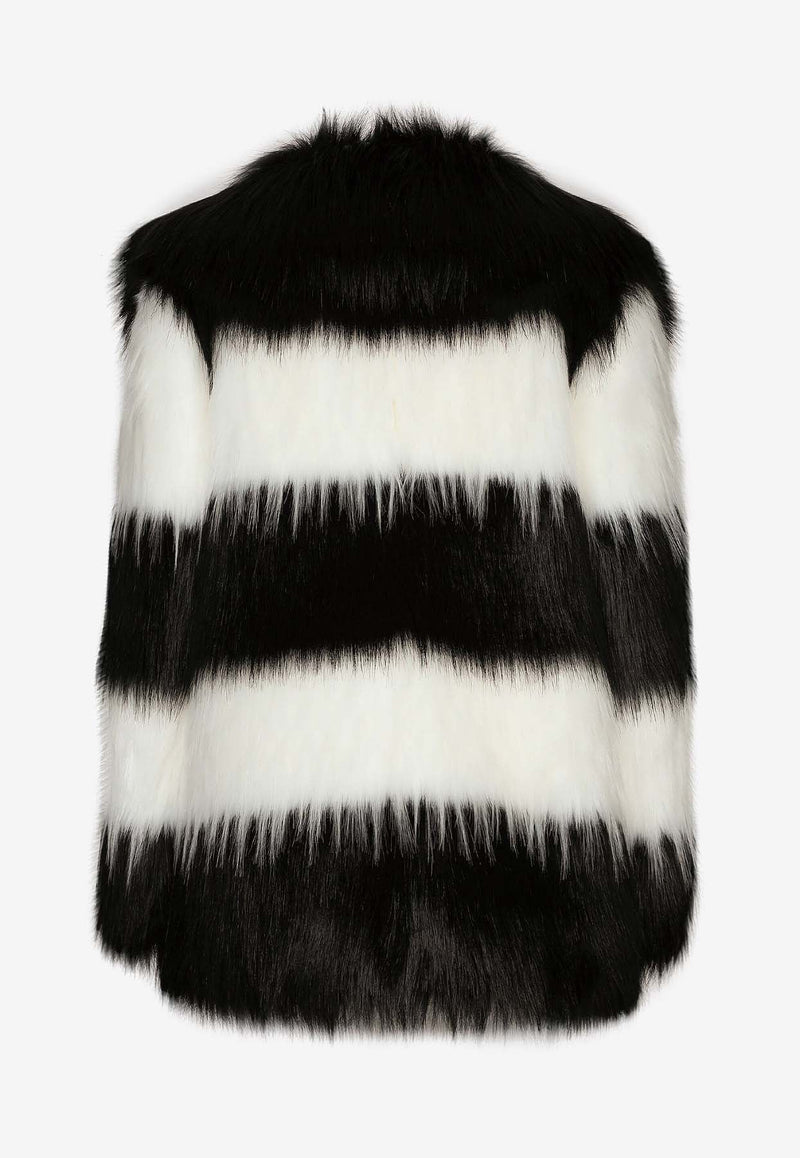 Striped Faux Fur Coat