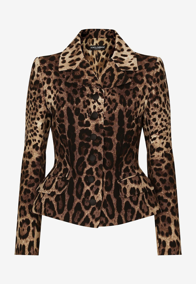Single-Breasted Leopard Print Blazer