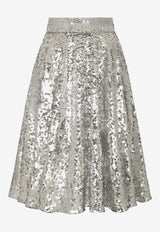 Sequined Flared Midi Skirt