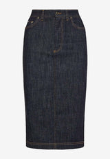 Denim Pencil Midi Skirt