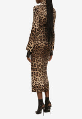 Leopard Print High-Waist Midi Shirt