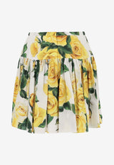 Rose Print Pleated Mini Skirt