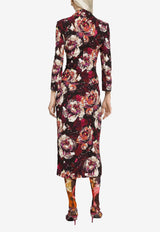 All-Over Floral-Patterned Midi Skirt