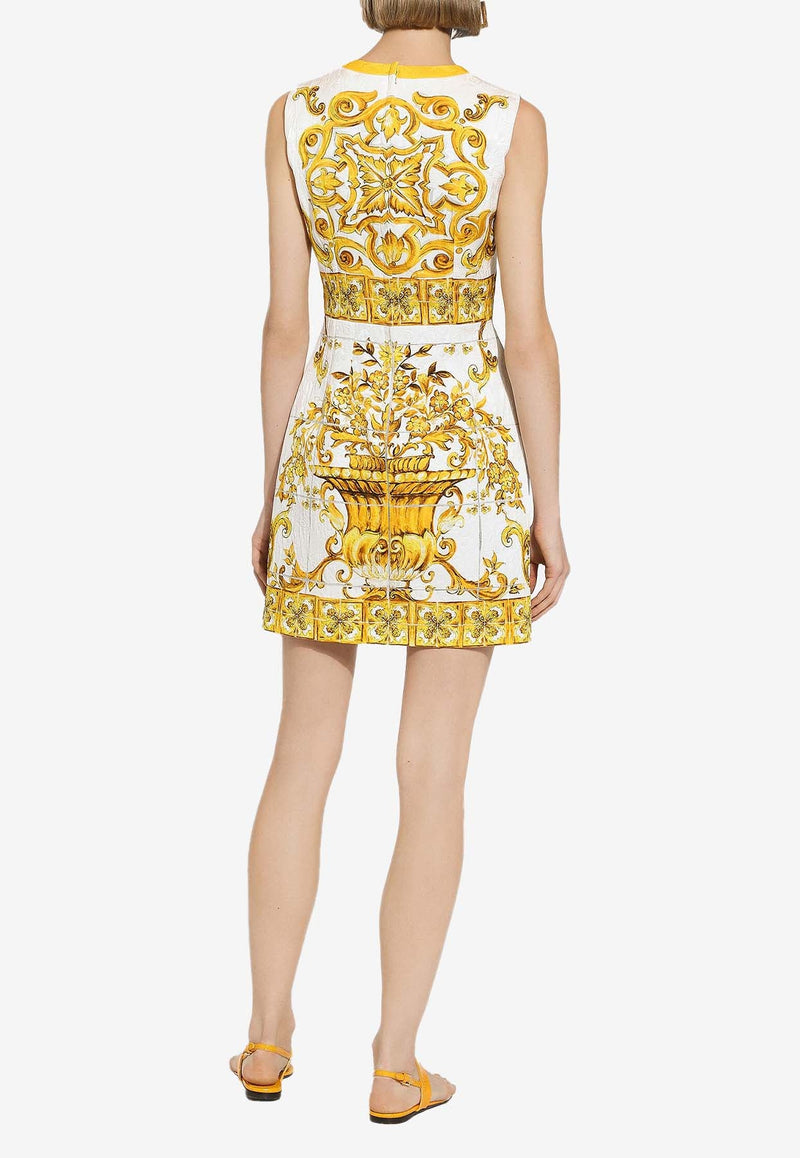 Majolica Print Brocade Mini Dress